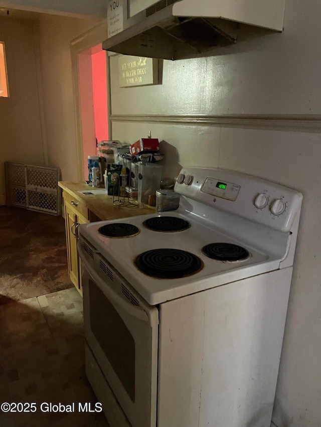 21-25 Mohawk St, Fort Plain, NY 13339 - kitchen featuring white electric range oven and ventilation hood