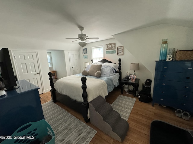 23 Ferry Blvd, South Glens Falls, NY 12803 - bedroom featuring lofted ceiling, wood finished floors, and a ceiling fan