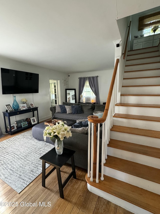 23 Ferry Blvd, South Glens Falls, NY 12803 - living room with stairway and wood finished floors