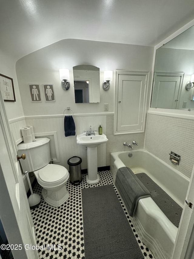 23 Ferry Blvd, South Glens Falls, NY 12803 - bathroom with a garden tub and wainscoting