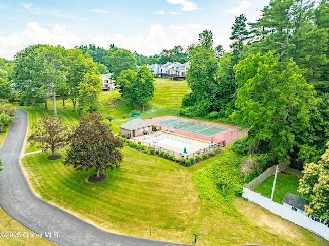 22 Pine Ridge Rd, Stillwater, NY 12866 - bird's eye view of a pool area and a tree filled landscape