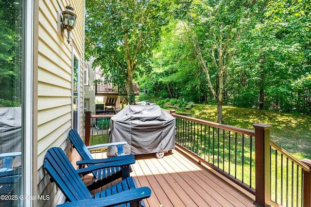 22 Pine Ridge Rd, Stillwater, NY 12866 - wooden terrace featuring area for grilling and a yard