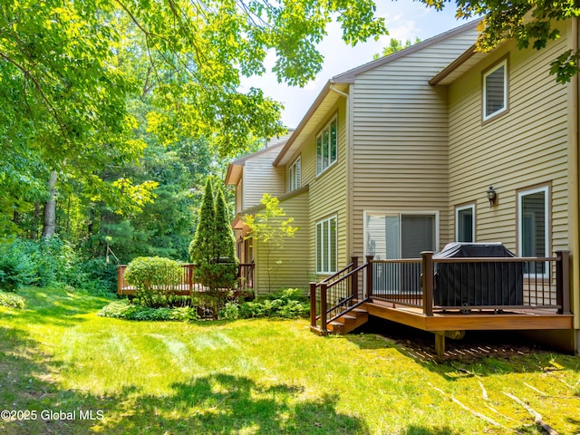 22 Pine Ridge Rd, Stillwater, NY 12866 - view of green lawn with a deck