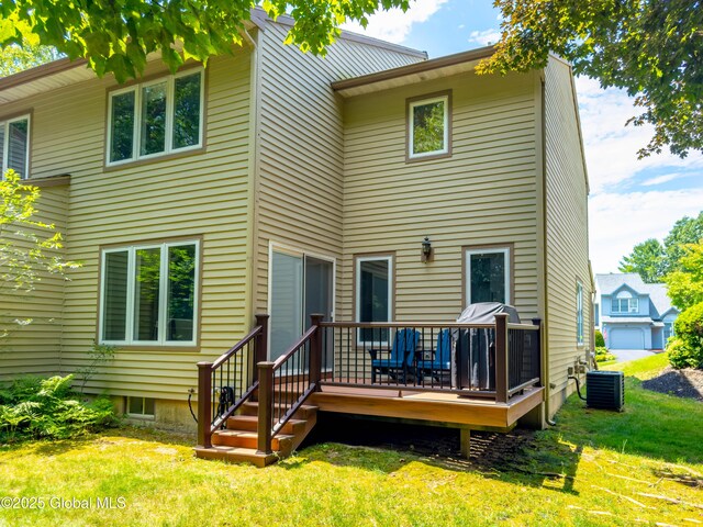 22 Pine Ridge Rd, Stillwater, NY 12866 - back of house with a yard and a wooden deck