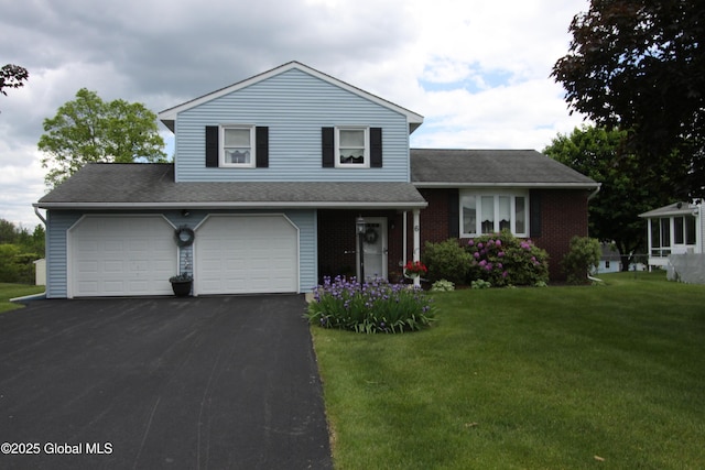 6 Galileo Way, Colonie, NY 12110 - tri-level home featuring driveway, a front lawn, brick siding, and a shingled roof