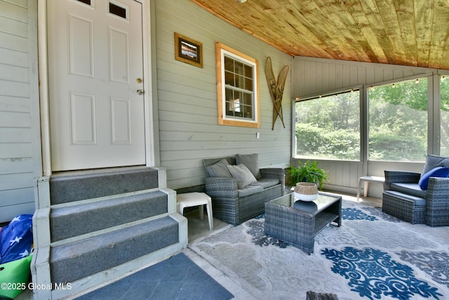 157 Mosquito Swamp Rd, Greenwich, NY 12834 - sunroom / solarium with healthy amount of natural light, an outdoor living space, and lofted ceiling