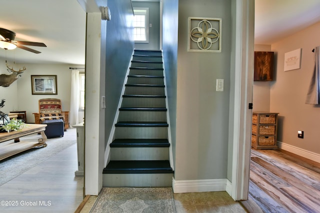 157 Mosquito Swamp Rd, Greenwich, NY 12834 - stairs with ceiling fan and wood finished floors