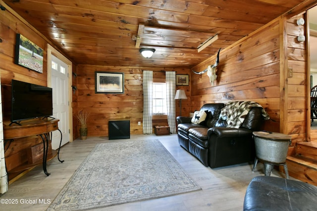 157 Mosquito Swamp Rd, Greenwich, NY 12834 - living area featuring wood ceiling, wood walls, and light wood-type flooring