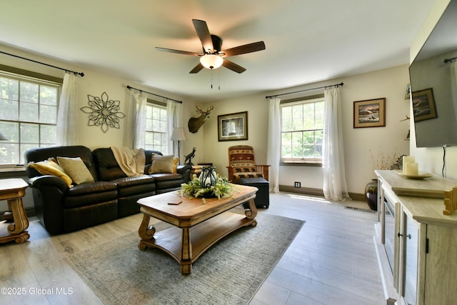 157 Mosquito Swamp Rd, Greenwich, NY 12834 - living area featuring healthy amount of natural light, a ceiling fan, and light wood-type flooring