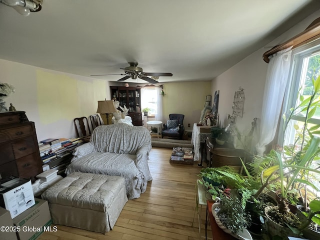 56 Wendell St, Ravena, NY 12143 - living area with wood-type flooring and ceiling fan