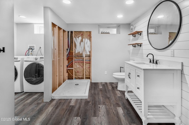 954 Obrien Ave, Rotterdam, NY 12303 - full bath with vanity, wood finished floors, independent washer and dryer, and recessed lighting