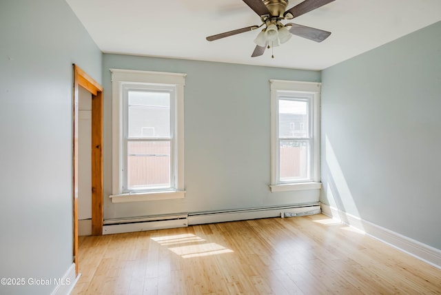 1818 4th St, Rensselaer, NY 12144 - spare room featuring wood finished floors, ceiling fan, and a baseboard radiator