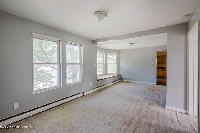 1818 4th St, Rensselaer, NY 12144 - carpeted spare room with baseboard heating and a smoke detector