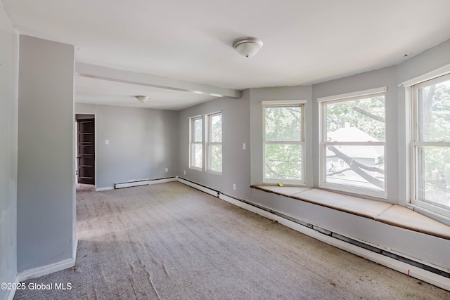 1818 4th St, Rensselaer, NY 12144 - empty room featuring a baseboard radiator, healthy amount of natural light, and carpet floors