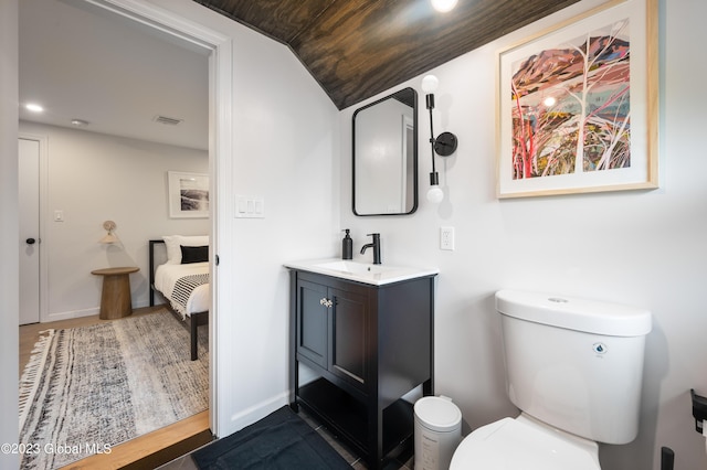 1 Wawayanda Pl, Middletown, NY 10940 - bathroom featuring vanity, lofted ceiling, and wooden ceiling