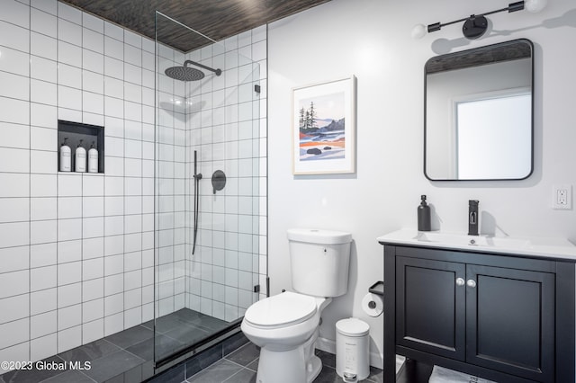 1 Wawayanda Pl, Middletown, NY 10940 - bathroom with vanity, a tile shower, and tile patterned floors