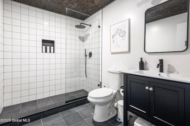 1 Wawayanda Pl, Middletown, NY 10940 - bathroom with vanity, tiled shower, and tile patterned flooring