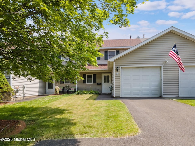 24 Esplande St, Bethlehem, NY 12158 - view of front of property with driveway, roof with shingles, a front lawn, and a garage