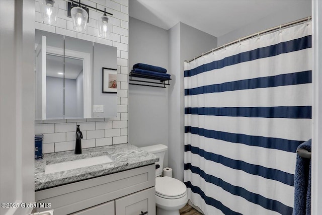 139 Country Walk Rd, Rotterdam, NY 12306 - full bathroom with backsplash, vanity, and a shower with shower curtain