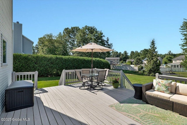 139 Country Walk Rd, Rotterdam, NY 12306 - deck featuring an outdoor hangout area, outdoor dining area, and a fenced backyard