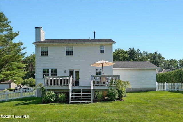 139 Country Walk Rd, Rotterdam, NY 12306 - rear view of property with a chimney and a deck