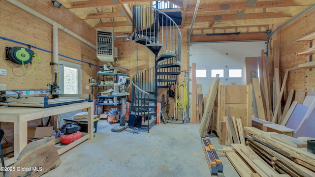 102 Taylor Ct, Mayfield, NY 12117 - garage with a workshop area and a heating unit