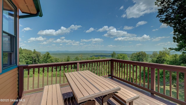 102 Taylor Ct, Mayfield, NY 12117 - wooden terrace with outdoor dining area