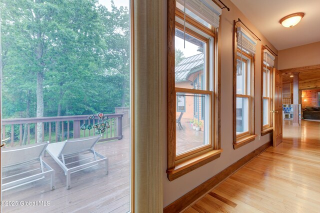 102 Taylor Ct, Mayfield, NY 12117 - hall featuring wood finished floors and baseboards