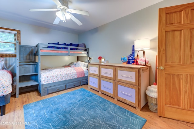 102 Taylor Ct, Mayfield, NY 12117 - bedroom with light wood-type flooring and ceiling fan