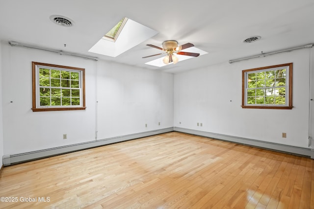 654 Birchwood Dr, Princetown, NY 12056 - empty room with a skylight, light wood-style flooring, healthy amount of natural light, and a baseboard radiator