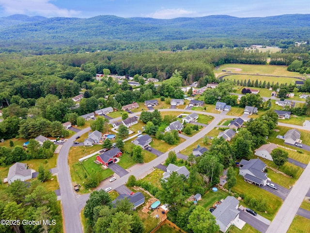 5 Heather Ln, Corinth, NY 12822 - aerial view of residential area featuring a heavily wooded area and a mountainous background