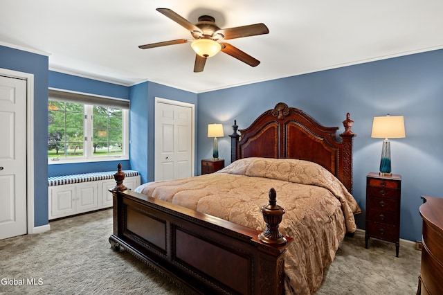 658 Salvia Ln, Guilderland, NY 12303 - carpeted bedroom featuring ornamental molding and ceiling fan