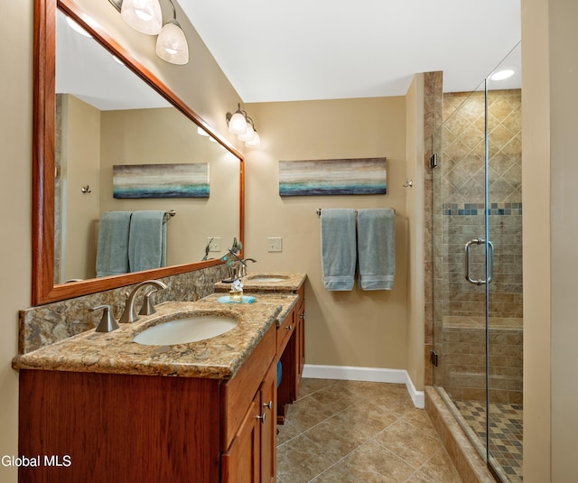 658 Salvia Ln, Guilderland, NY 12303 - full bath with double vanity, tile patterned floors, and a shower stall