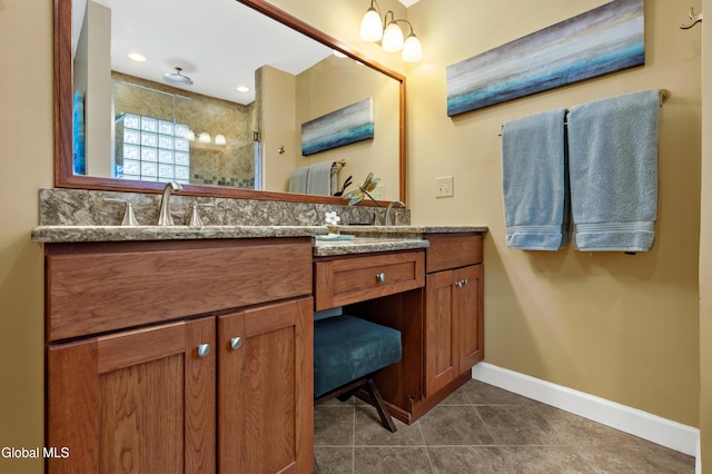 658 Salvia Ln, Guilderland, NY 12303 - bathroom with vanity, tiled shower, and tile patterned floors