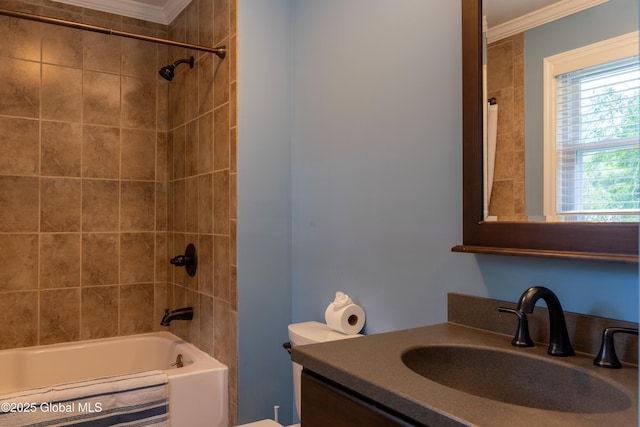 12 Heritage Ln, Clifton Park, NY 12065 - full bath with ornamental molding, vanity, and bathtub / shower combination