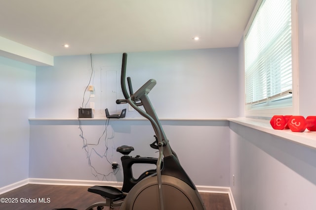12 Heritage Ln, Clifton Park, NY 12065 - workout area featuring wood finished floors and recessed lighting