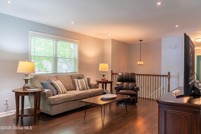 12 Heritage Ln, Clifton Park, NY 12065 - living area featuring dark wood-style flooring and recessed lighting