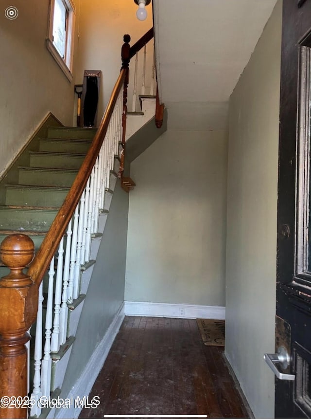 347 Hulett St, Schenectady, NY 12307 - stairway featuring hardwood / wood-style floors and baseboards