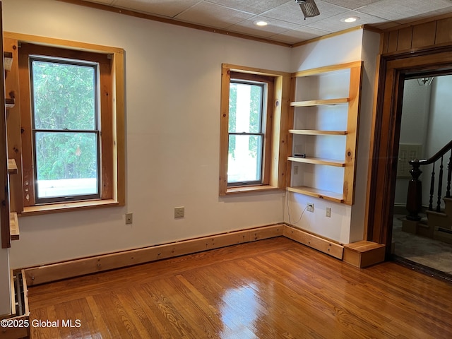 59 W St, Whitehall Village, NY 12887 - spare room with stairs, wood finished floors, and recessed lighting