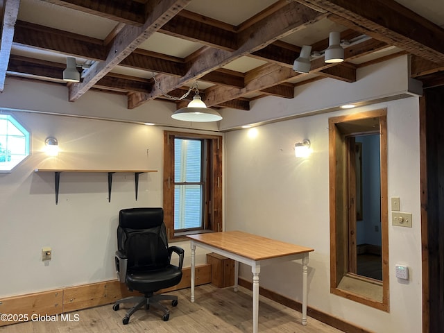 59 W St, Whitehall Village, NY 12887 - office with light wood-style flooring and beam ceiling