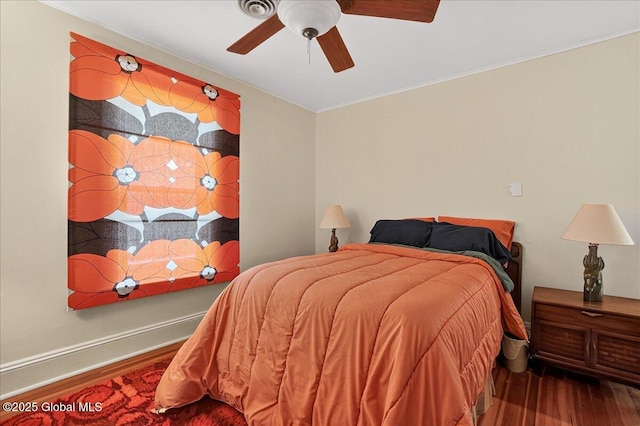 1280 Dean St, Niskayuna, NY 12309 - bedroom with wood finished floors, crown molding, and ceiling fan