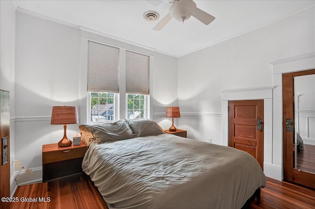 1280 Dean St, Niskayuna, NY 12309 - bedroom with wood finished floors, crown molding, and ceiling fan