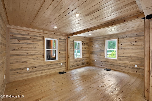 28 Gates Ave, Victory, NY 12871 - spare room with wooden ceiling, plenty of natural light, wood-type flooring, wooden walls, and recessed lighting