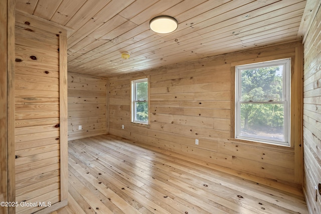 28 Gates Ave, Victory, NY 12871 - empty room featuring wooden ceiling, a sauna, wood walls, and light wood-type flooring