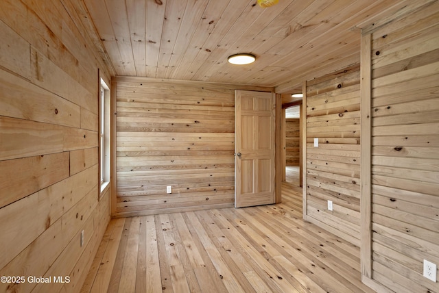 28 Gates Ave, Victory, NY 12871 - spare room featuring wood ceiling, wood walls, light wood-type flooring, and a sauna