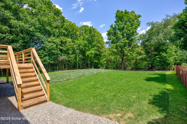 28 Gates Ave, Victory, NY 12871 - view of yard featuring stairway and a wooden deck