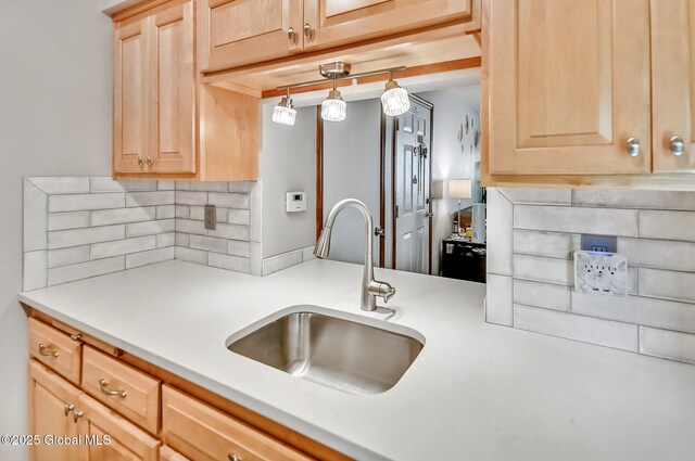 183 Cedarview Ln, Colonie, NY 12189 - kitchen featuring light brown cabinets, backsplash, and light countertops
