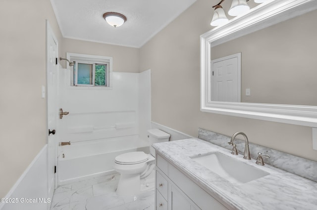 311 Old Loudon Rd, Colonie, NY 12110 - full bath featuring vanity, marble finish flooring, and shower / bath combination