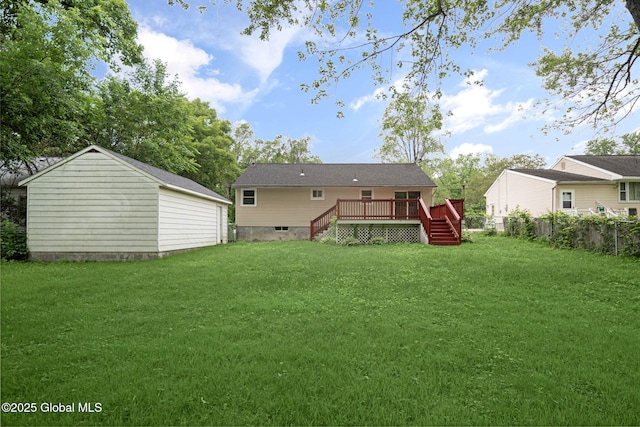 311 Old Loudon Rd, Colonie, NY 12110 - rear view of property with a wooden deck, stairs, and an outdoor structure