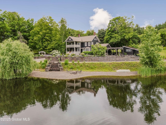 88 Mac Brown Rd, Claverack, NY 12513 - back of property with a water view and a chimney